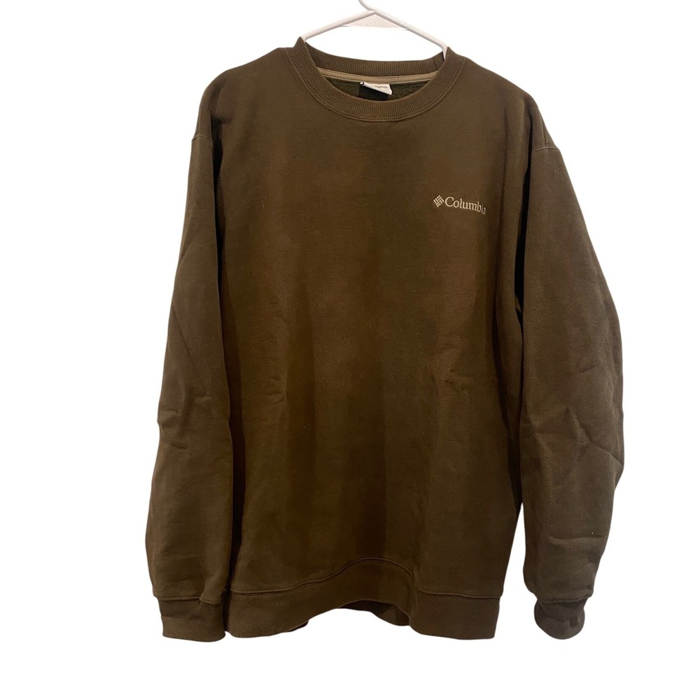 Columbia Mens Brown Fleece Crewneck Sweatshirt Embroidered Logo Size Medium